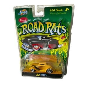 Jada Toys Road Rats 2003 Flat Yellow 32 1932 Ford Chopped Lowered 3 Window Coupe